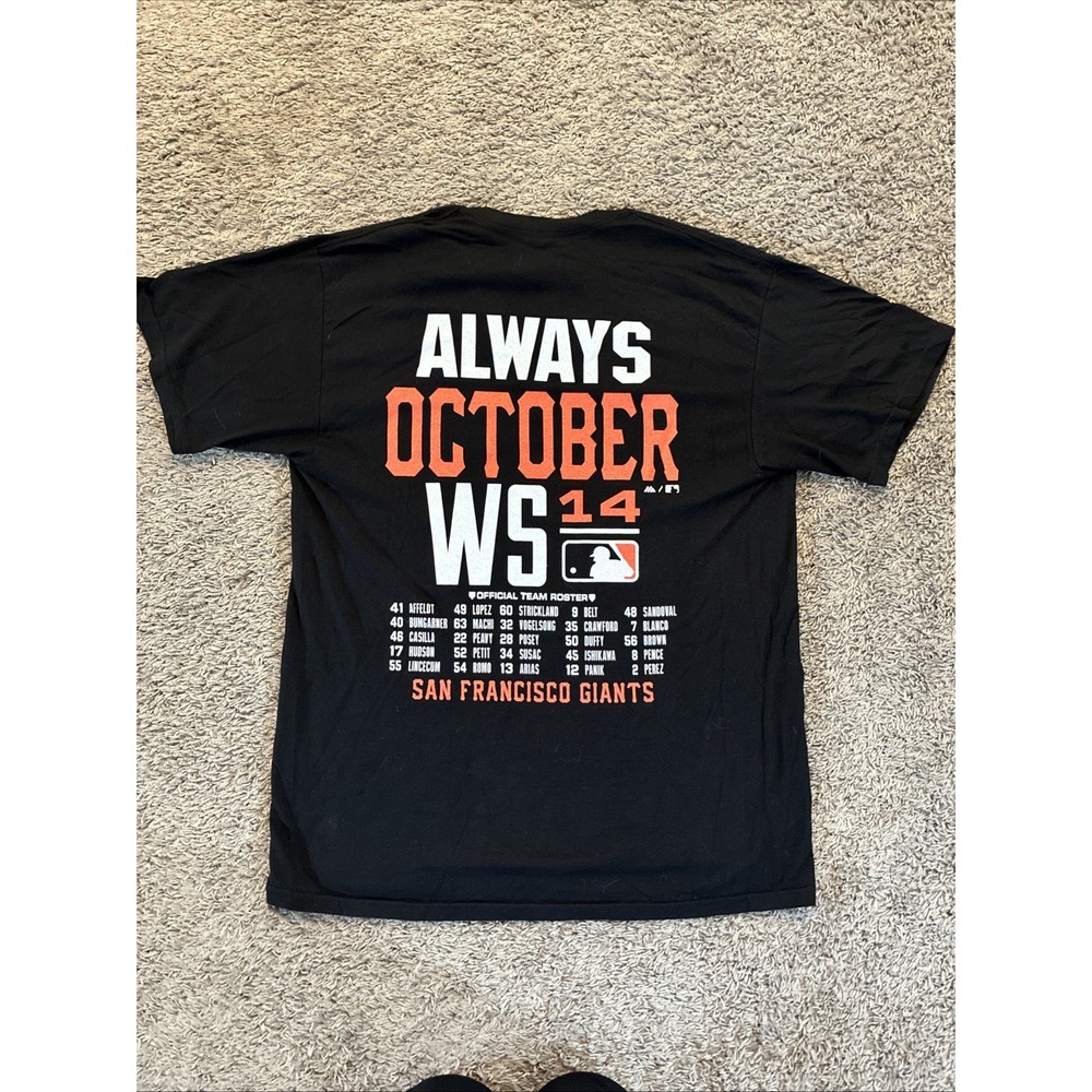 San‎ Francisco Giants World Series Champions Orange T Shirt Men's Large L 2014 - Picture 5 of 5